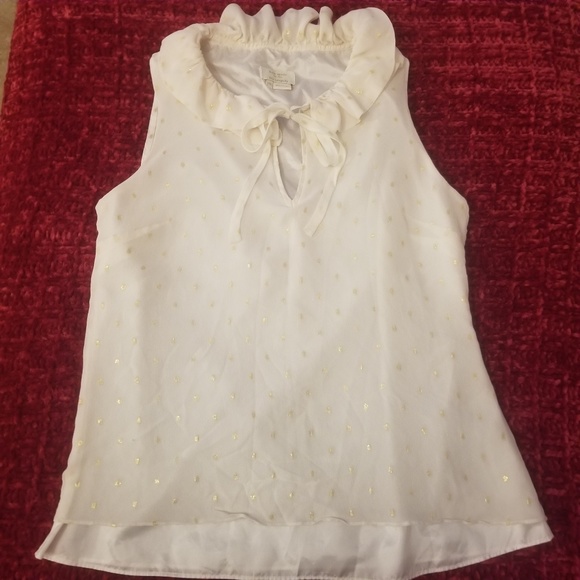 kate spade Tops - Kate Spade Sz 12 Silk Cream/Gold Ruffle Collar Top
